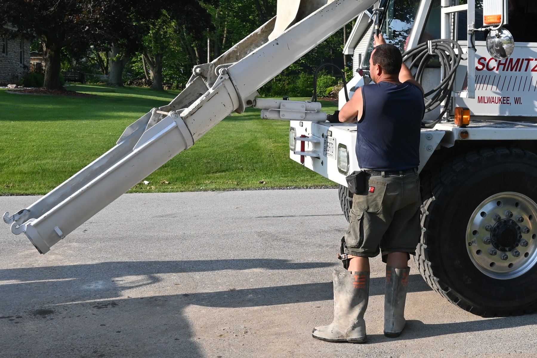 Brian Stephan on site beside the concrete delivery truck