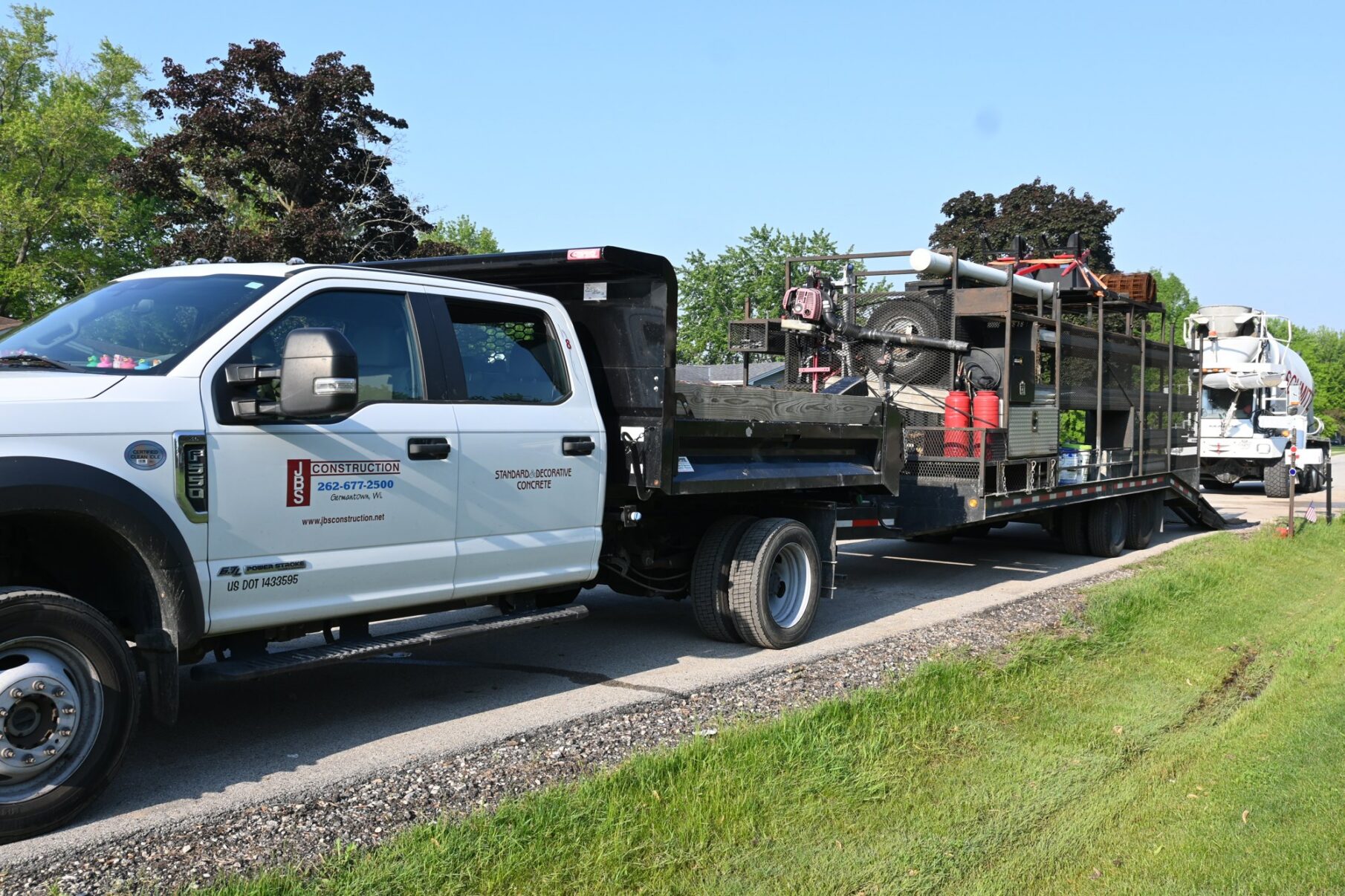 JBS trucks and equipment at the Germantown job site.